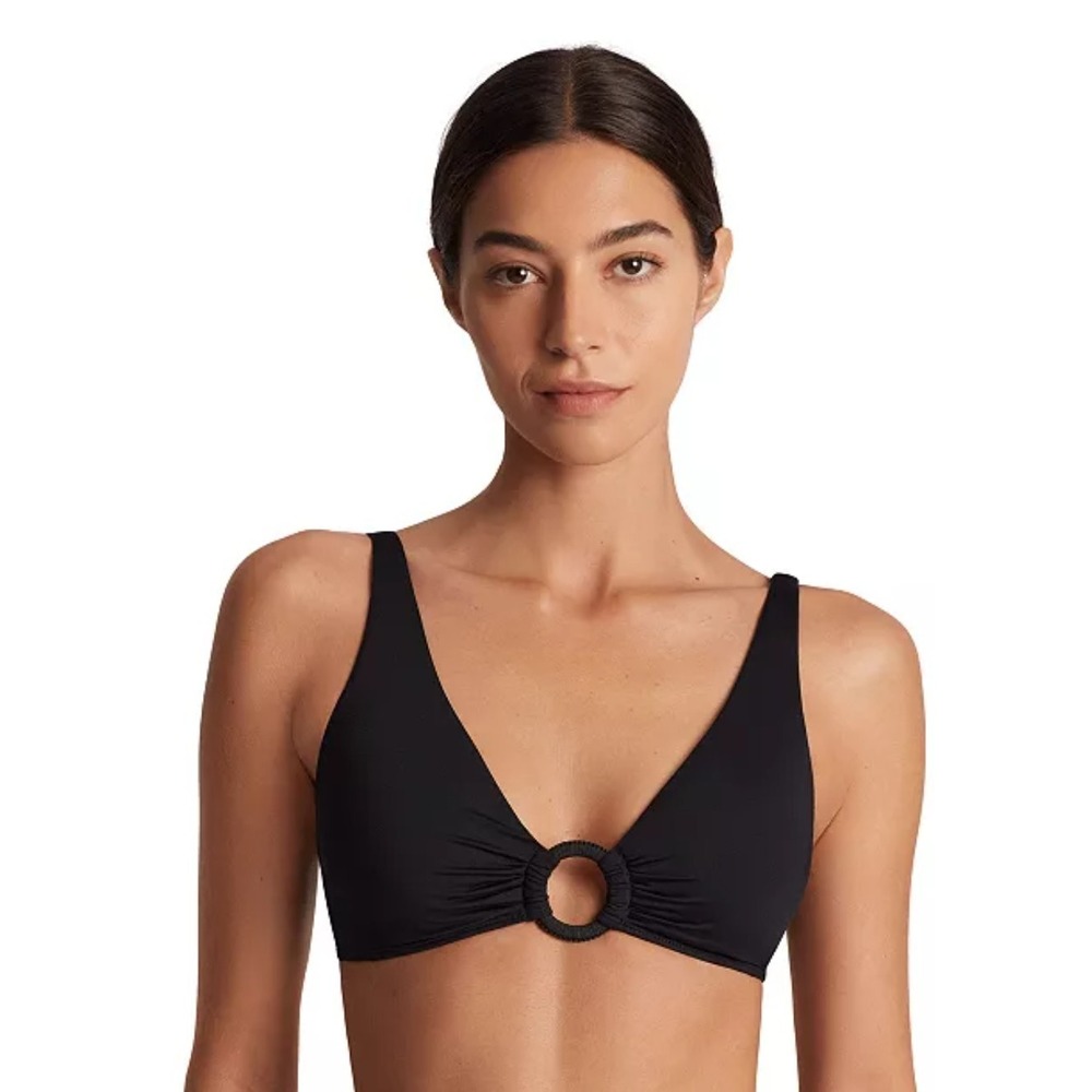 New Lauren Ralph Lauren Women's Macrame-Ring Bikini Top Black 6